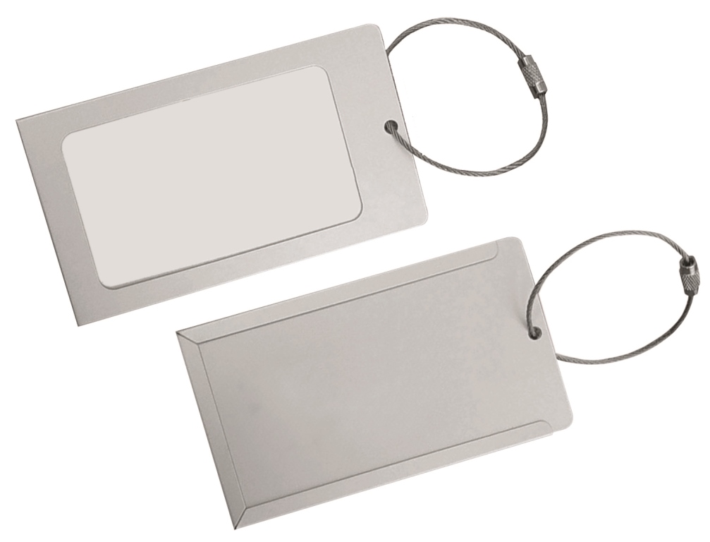 M2757 Aluminum Luggage Tag - Silver - 12 Pack