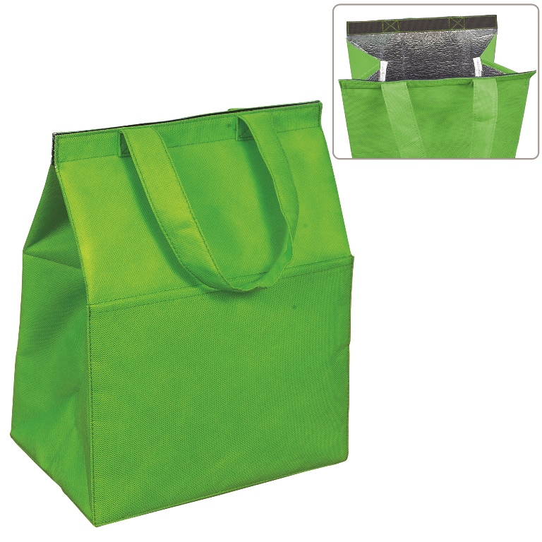 Nw4694 Non Woven Insulated Grocery Cooler Lime Green - 12 Pack