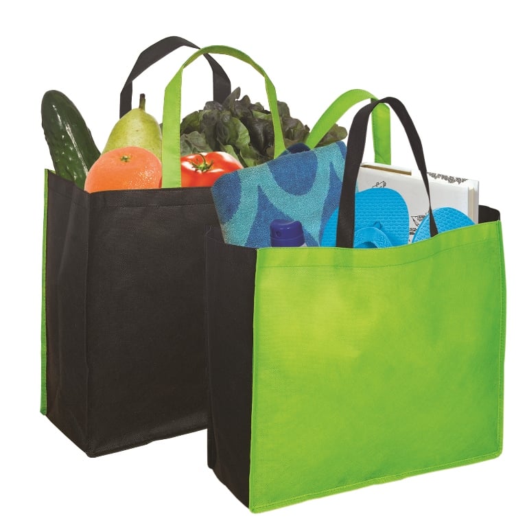 Nw4699 Non Woven Two Color Tote - Lime Green / Black - 12 Pack