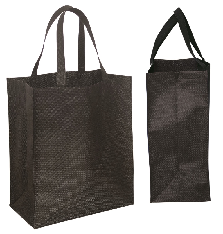 Nw7048 Non Woven Jumbo Grocery Tote - Black - 12 Pack