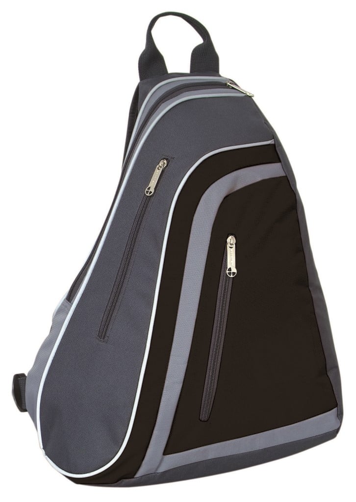 P3825 Sling Back Shoulder Bag - Grey With Black - 12 Pack