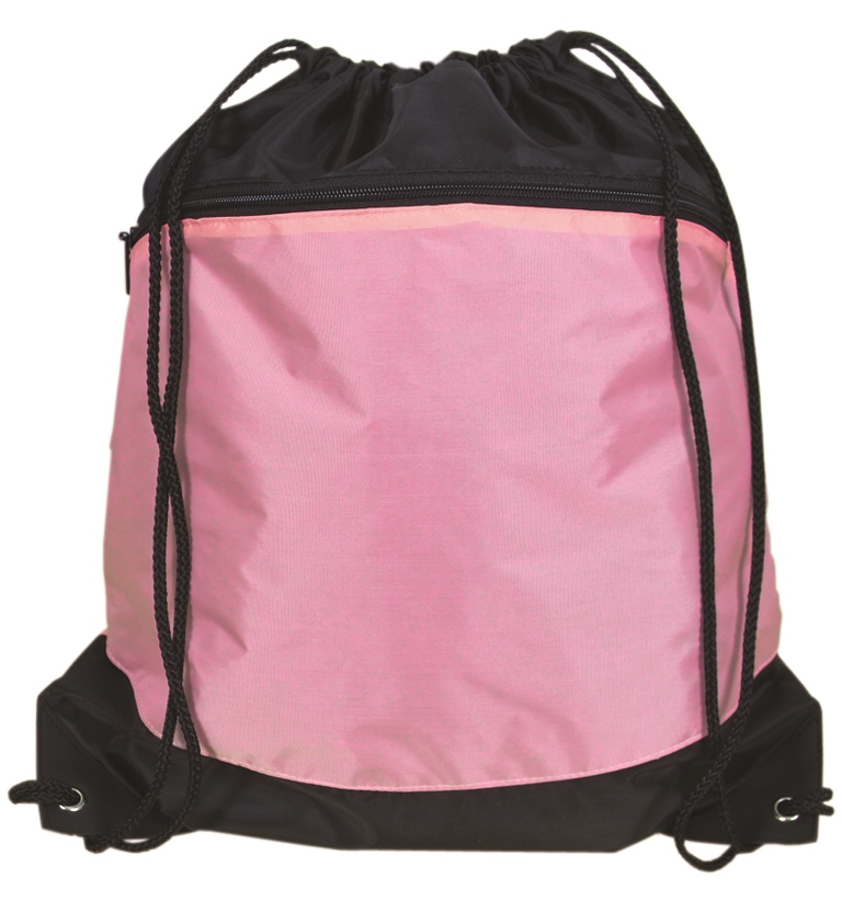 P4028 Drawstring Backpack - Black / Pink - 12 Pack