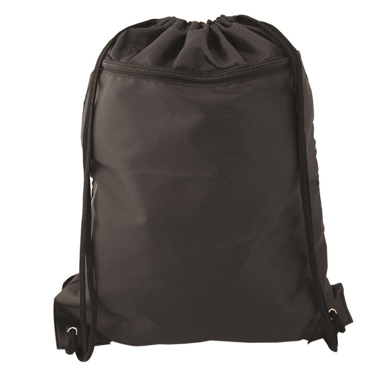 P5978 Silver Metal Grommets Drawstring Backpack - Black - 12 Pack