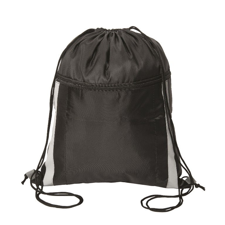 P6494 Cinch Dazzler Reflective Drawstring Bag - Black - 12 Pack