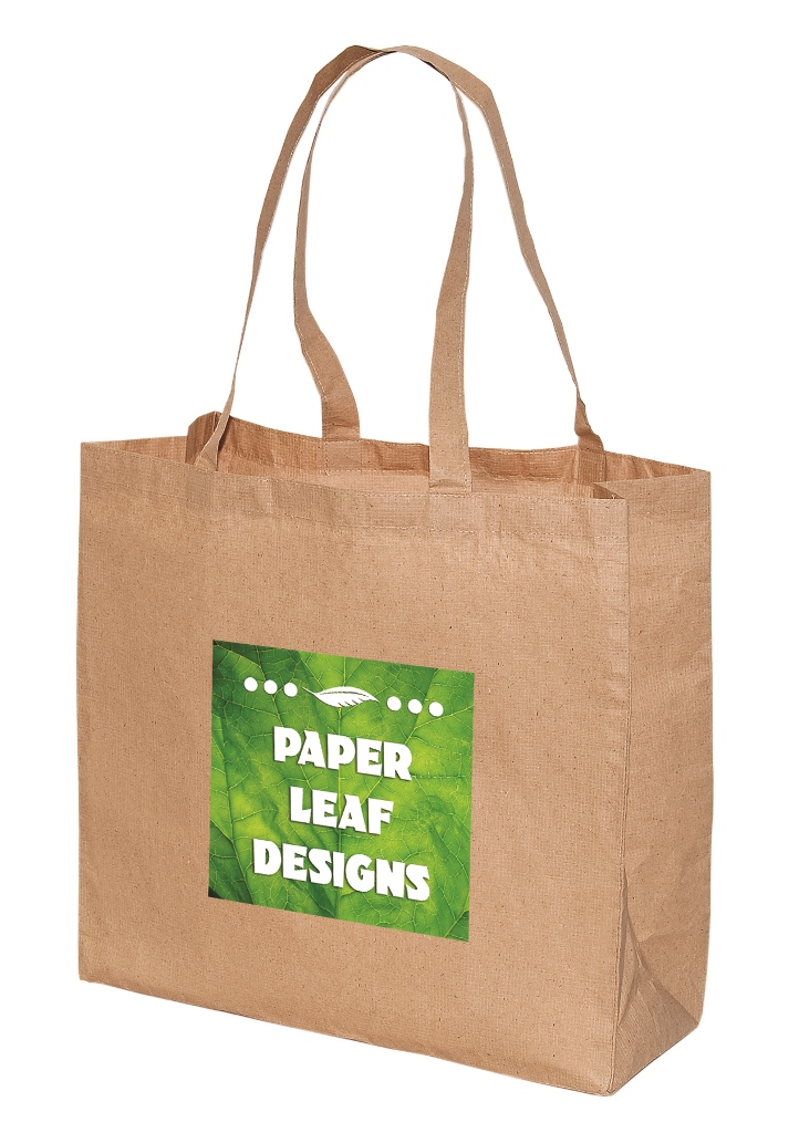 To5299 Large Laminated Paper Shopping Tote - Brown - 12 Pack