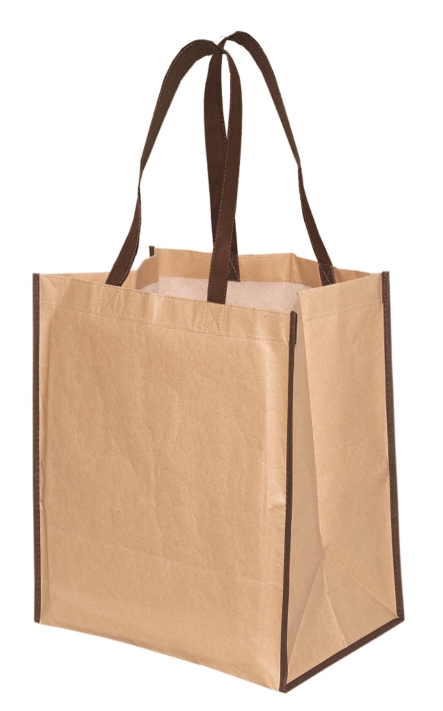To7244 Kraft Paper Tote - Natural With Brown Handles - 12 Pack