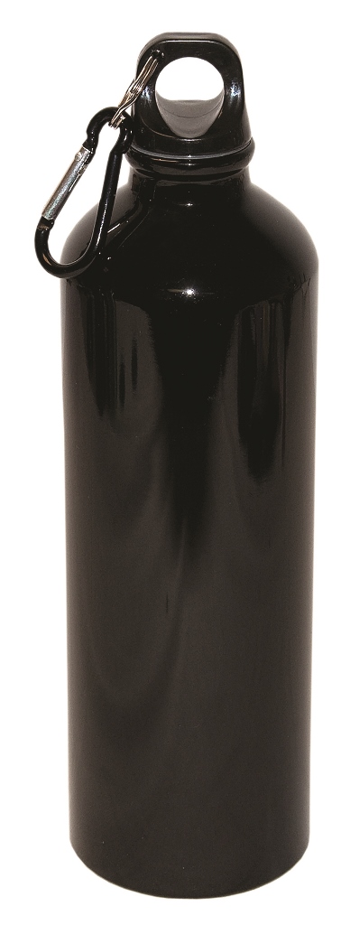 Wb8007 750 Ml 25 Oz Aluminum Water Bottle With Carabineer - Black - 12 Pack
