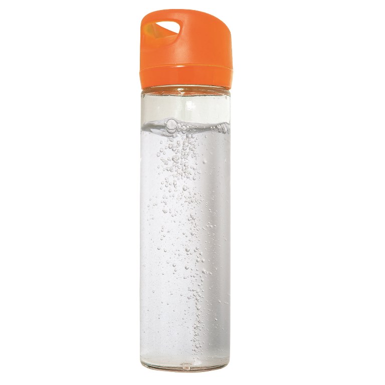 Wb8293 500 Ml 17 Oz Single Wall Glass Wide Mouth Water Bottle - Clear Glass Bottle / Orange Lid - 12 Pack