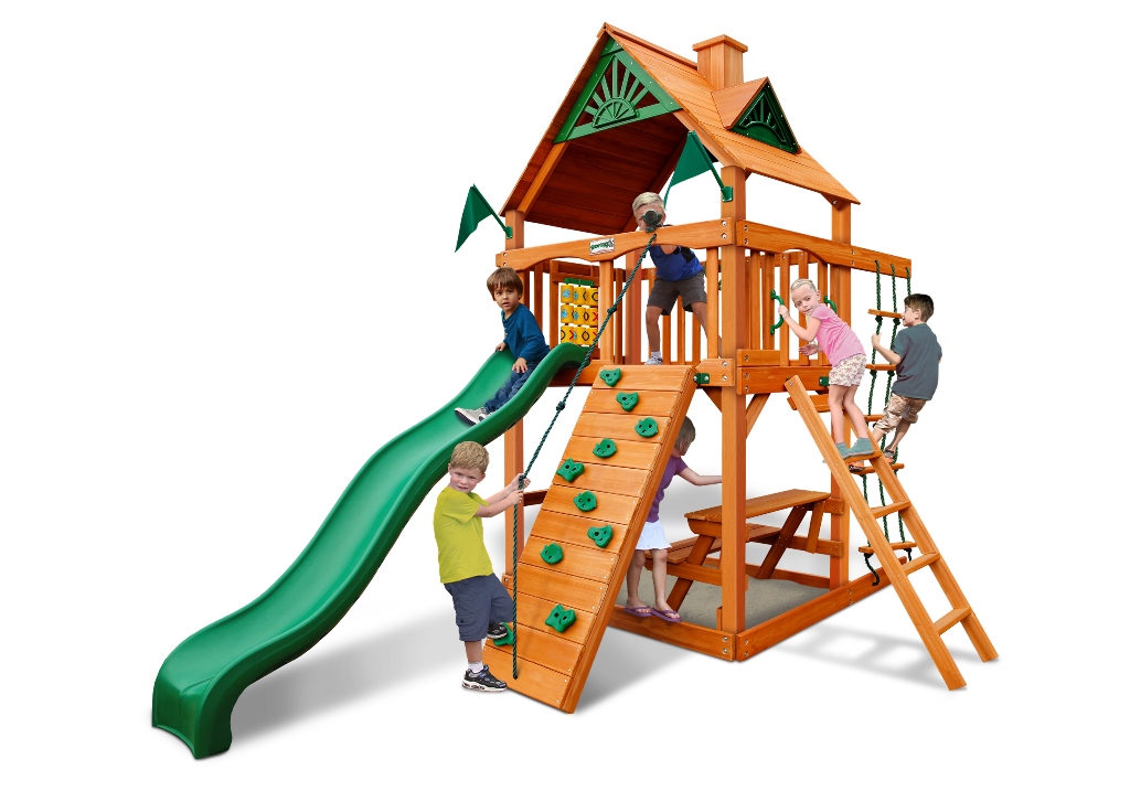 01-0061-ap Chateau Tower Swing Set With Amber Posts