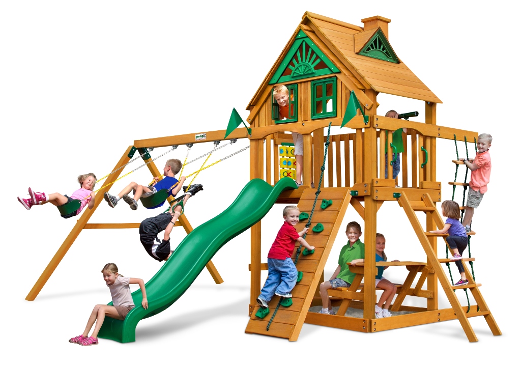 01-0050-ap Chateau Treehouse Swing Set With Amber Posts