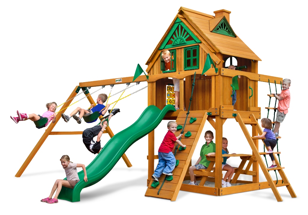 01-0064-ap Chateau Treehouse Swing Set With Fort Add - On & Amber Posts