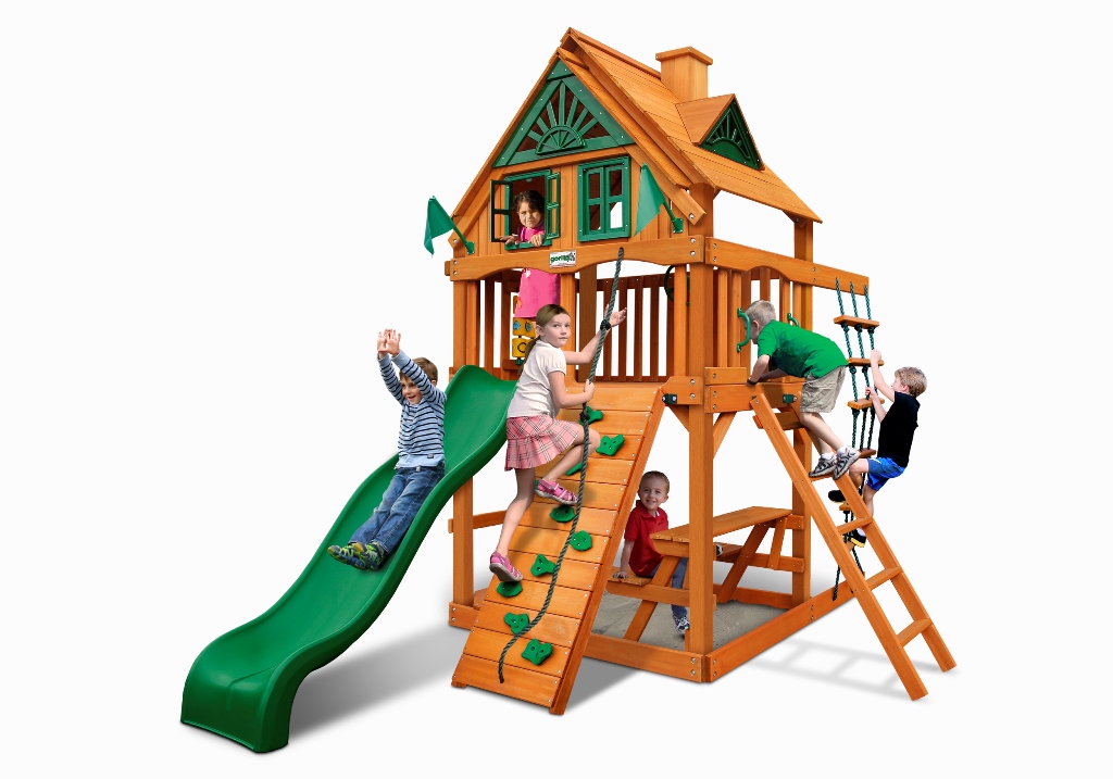 01-0062-ap Chateau Treehouse Tower Swing Set With Amber Posts