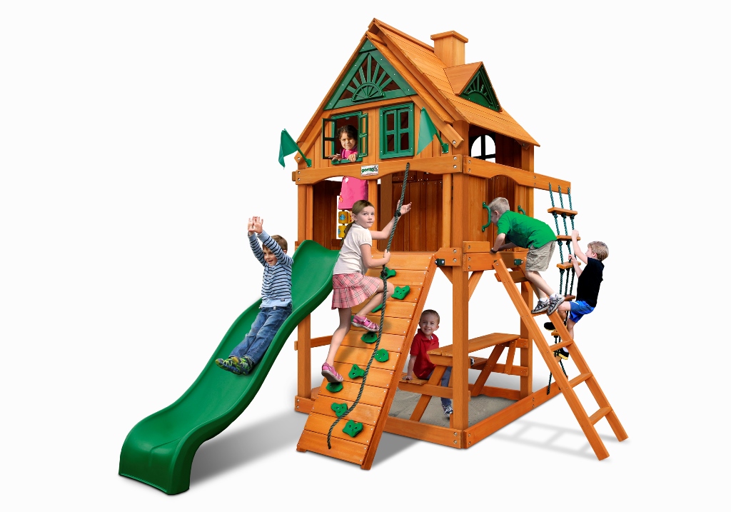 01-0063-ap Chateau Treehouse Tower Swing Set With Fort Add - On & Amber Posts