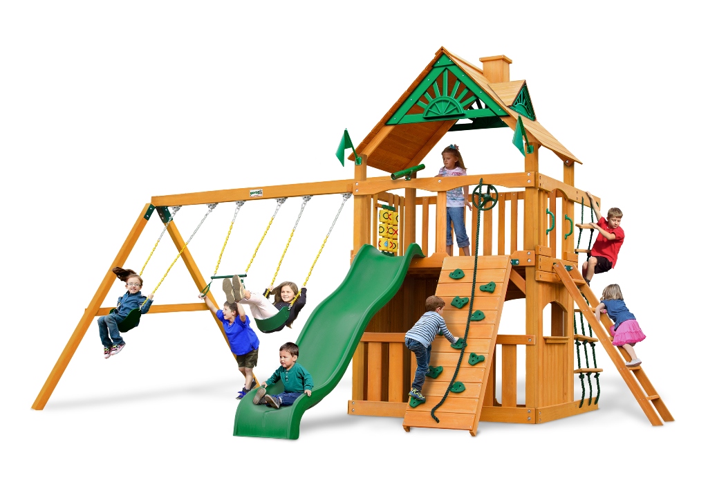 01-0035-ap Chateau Clubhouse Swing Set With Amber Posts
