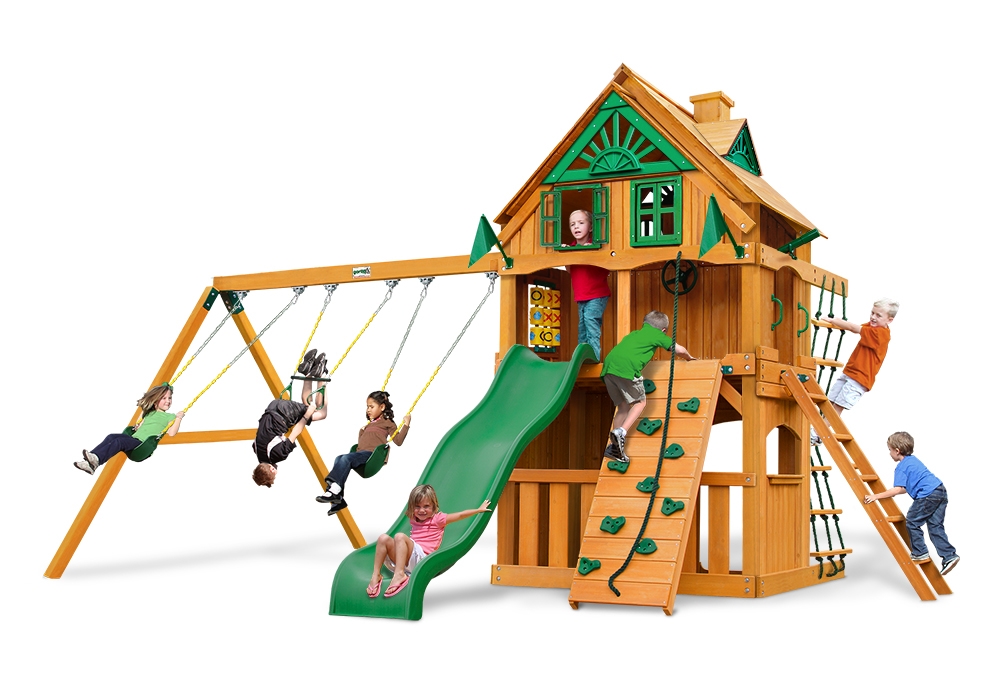 01-0065-ap Chateau Clubhouse Treehouse Swing Set With Fort Add - On & Amber Posts