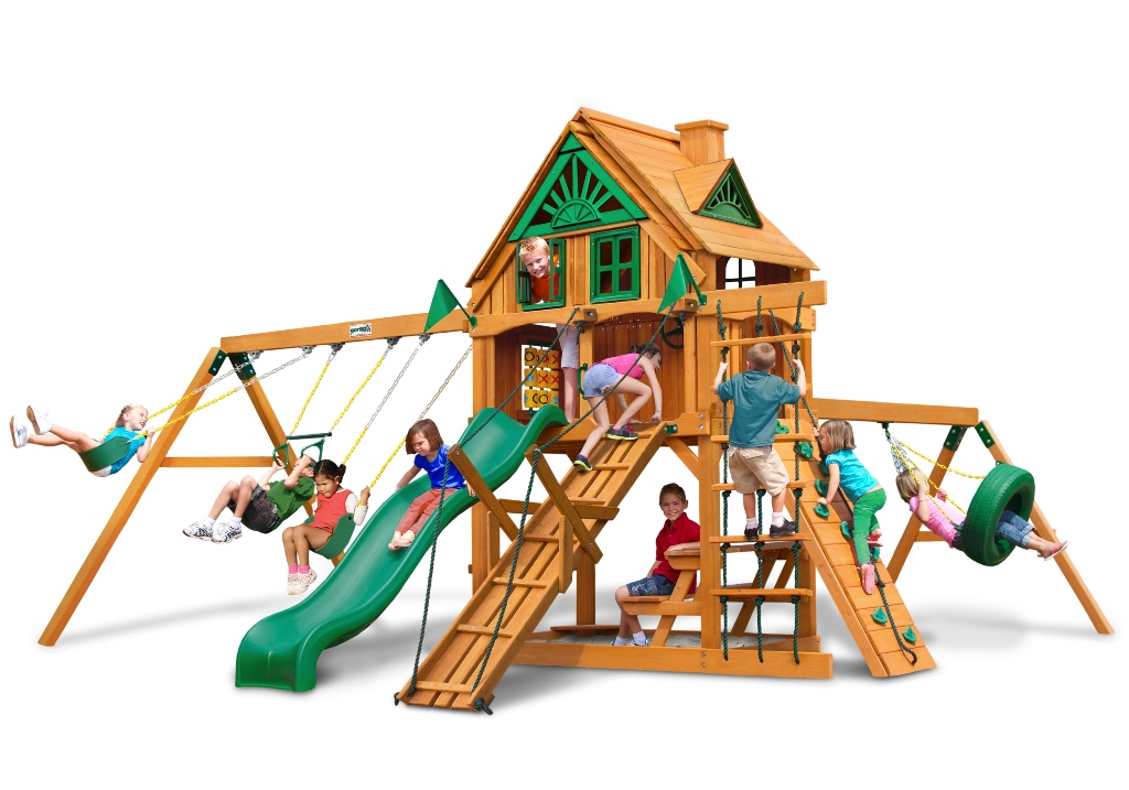 01-0067-ap Frontier Treehouse Swing Set With Fort Add - On & Amber Posts