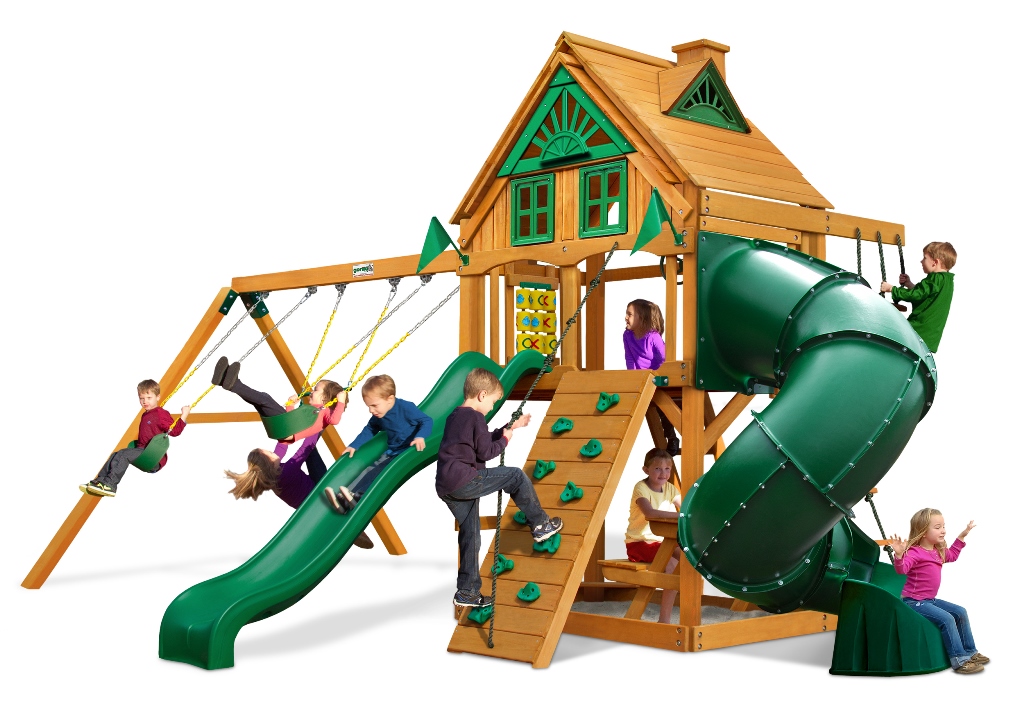 01-0053-ap Mountaineer Treehouse Swing Set With Amber Posts