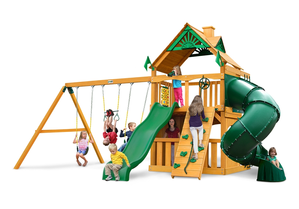 01-0033-ap Mountaineer Clubhouse Swing Set With Amber Posts