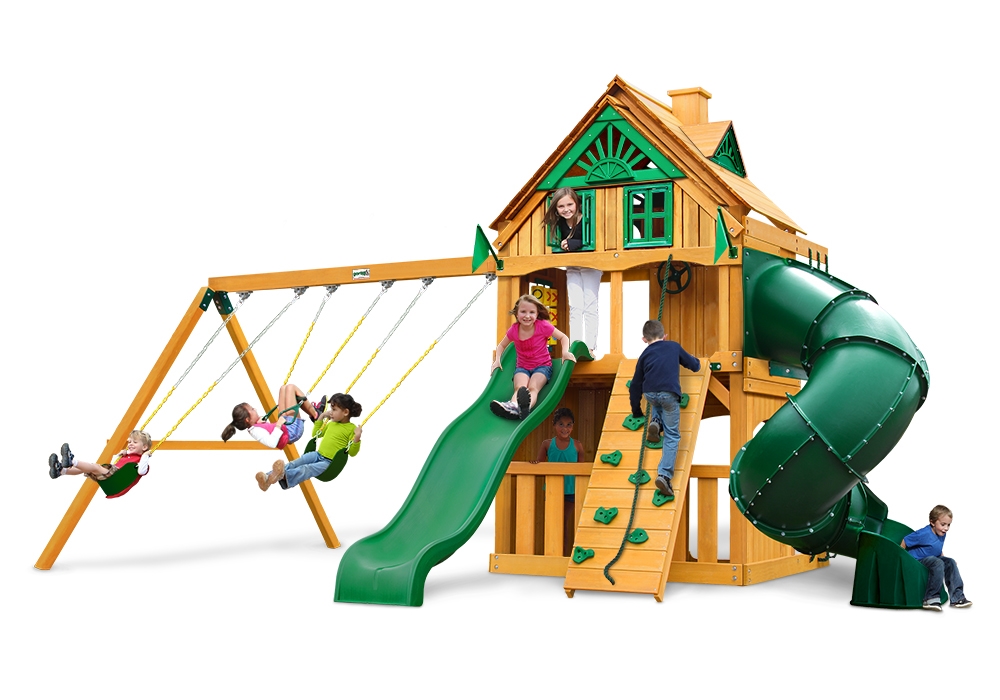 01-0069-ap Mountaineer Clubhouse Treehouse Swing Set With Fort Add - On & Amber Posts