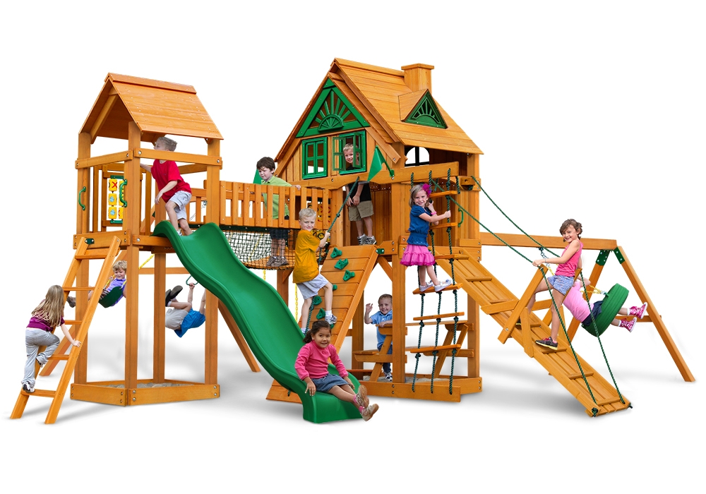 01-0070-ap Pioneer Peak Treehouse Swing Set With Fort Add - On & With Amber Posts