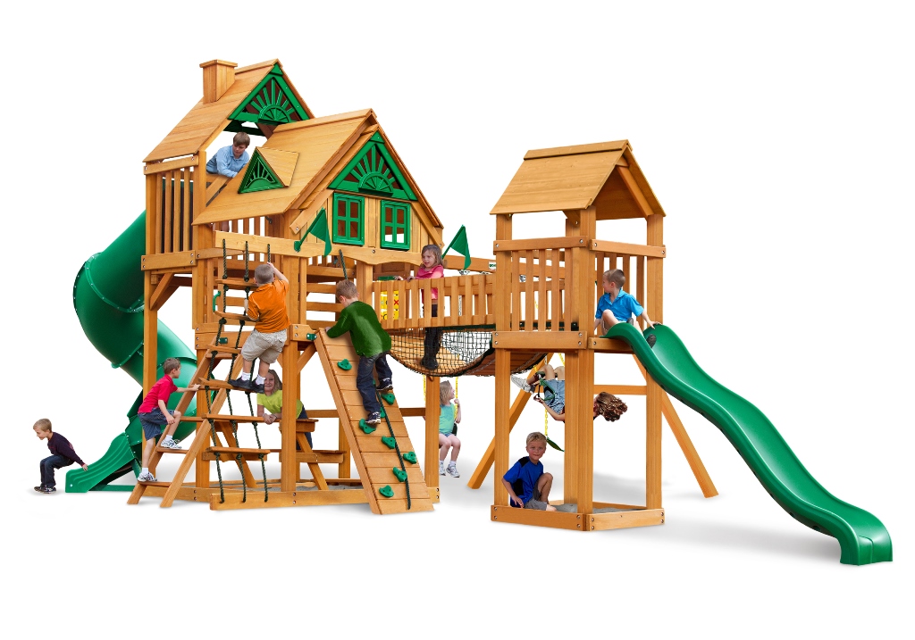 01-1037-ap Treasure Trove Treehouse Swing Set With Amber Posts