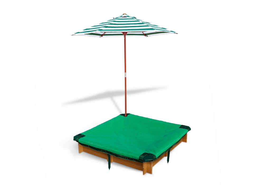 02-3019 Interlocking Sandbox With Cover & Umbrella