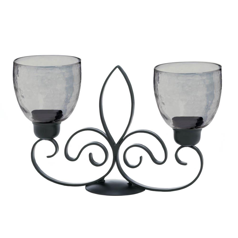 10017609 13 X 4.5 X 8.25 In. Fleur-de-lis Duo Candle Stand