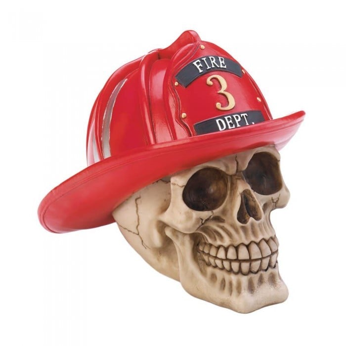 10017862 6.5 X 7 X 6.75 In. Firefighter Skull Figurine