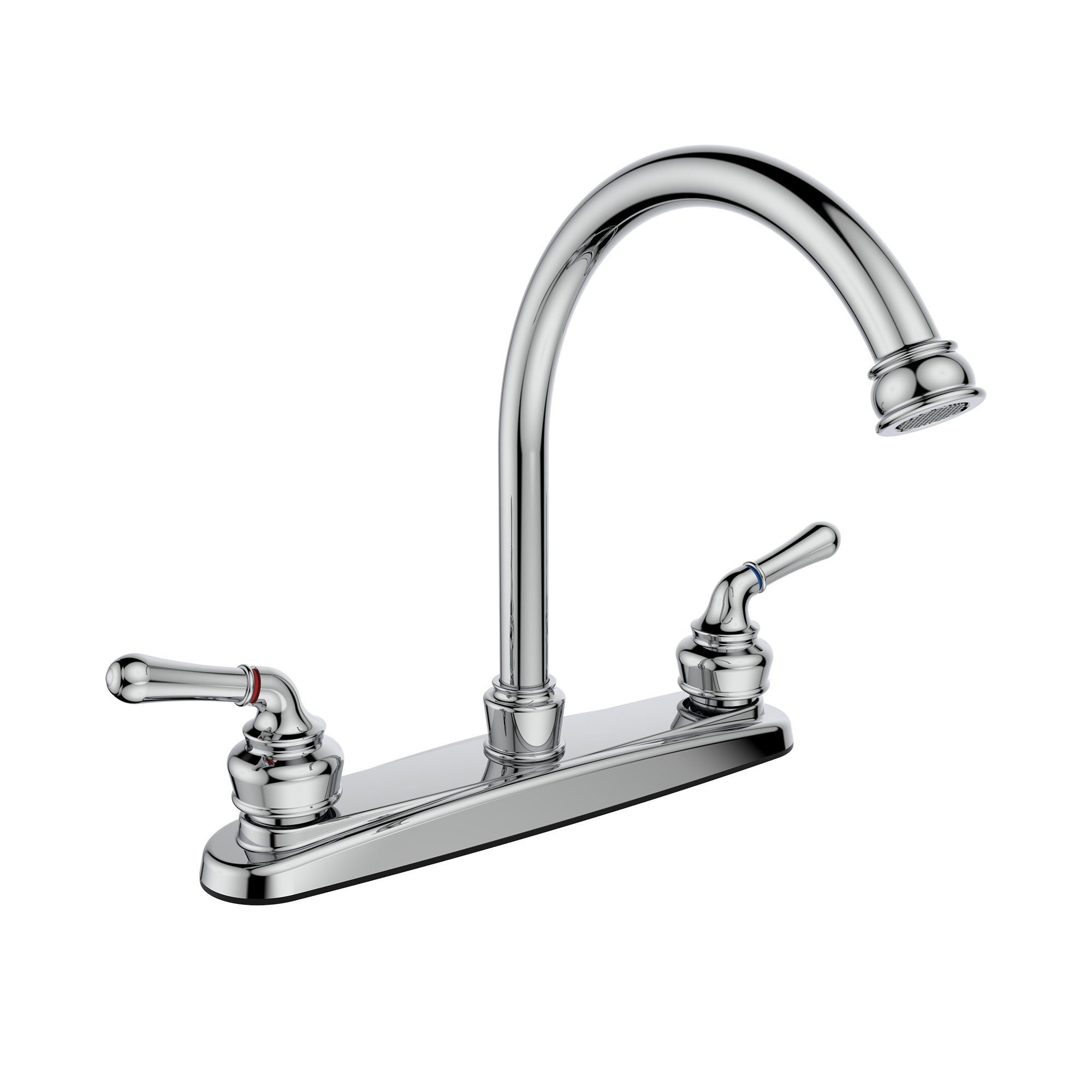 21485w Kitchen Sink Faucet With High Arc Spout & 2 Handles, Polished Chrome