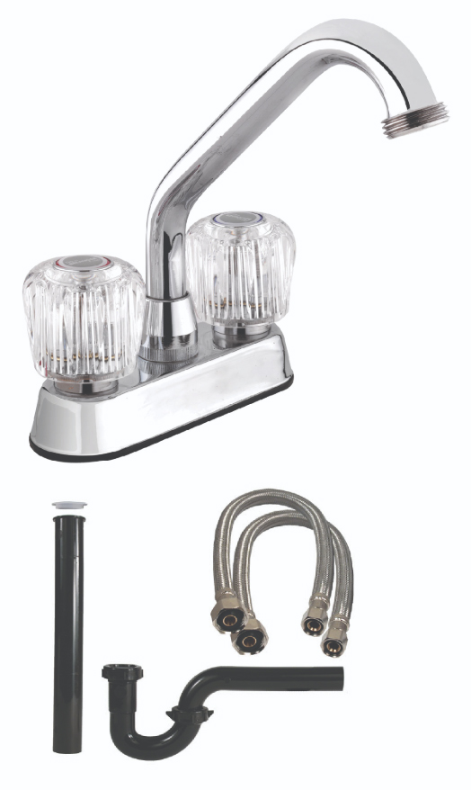 2940wkit Laundry Tub Faucet With Installation Kit & 2 Handles, Polished Chrome