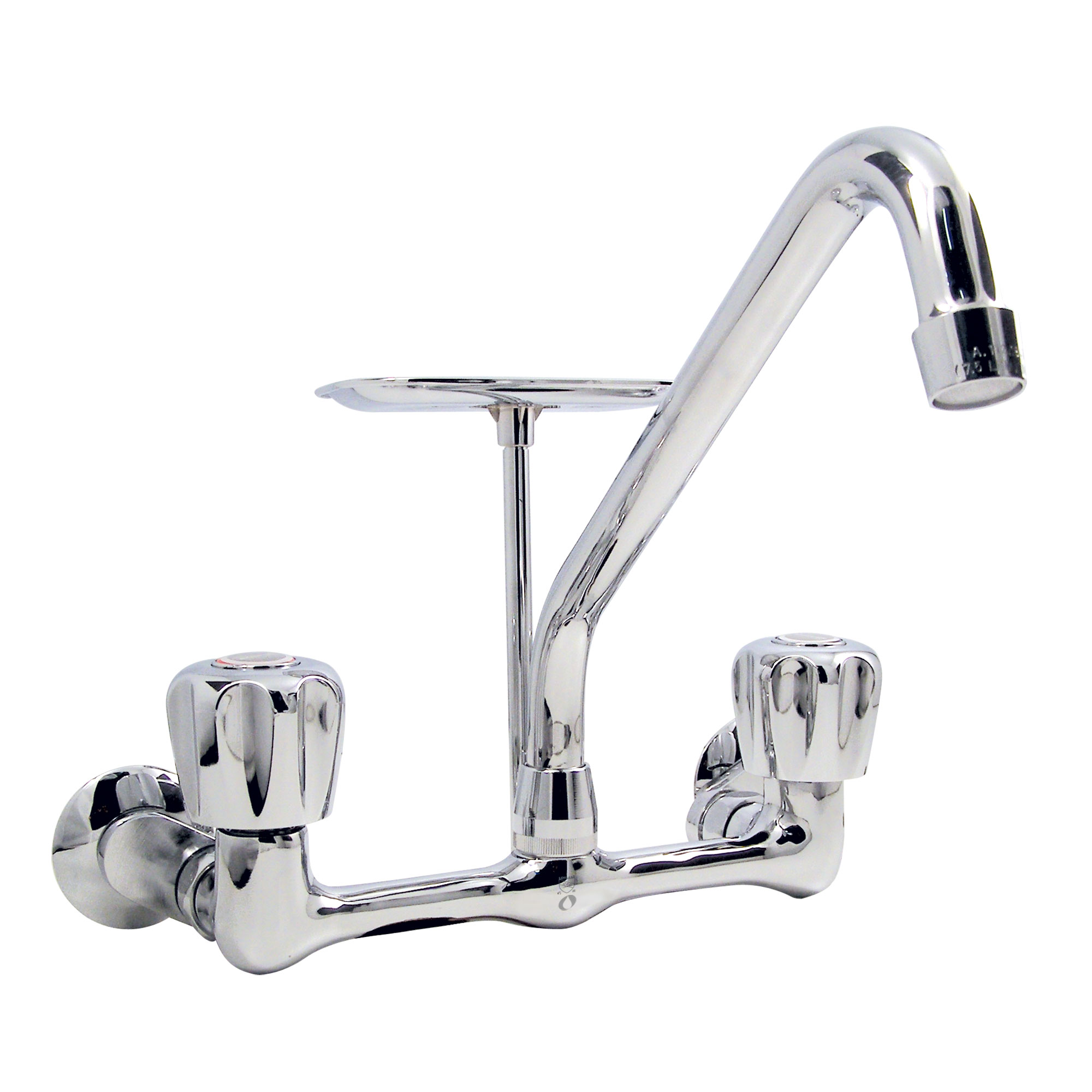 3035 Backsplash Sink Faucet With 2 Handles, Polished Chrome