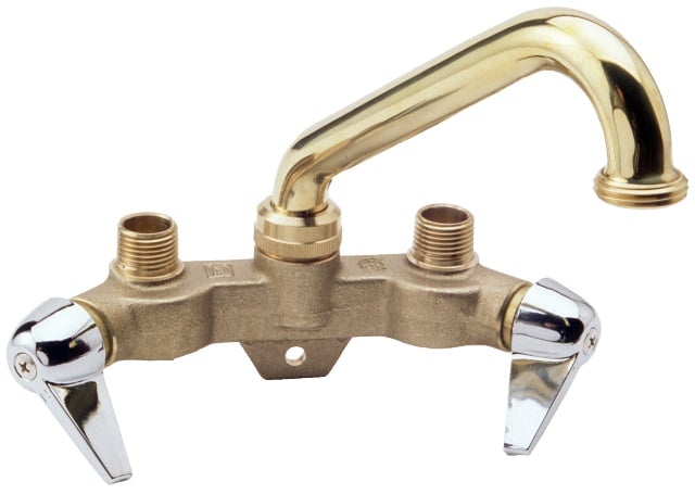 7021 Wallmount Laundry Tub Faucet With 2 Handles, Polished Brass