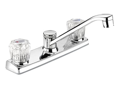 Eba65wcp 8.46 X 14.96 X 2.36 In. Kitchen Sink Faucet With Low Arc Spout & 2 Handles, Polished Chrome