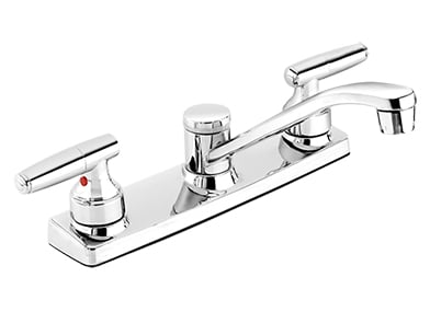 Ebu65wcp 8.46 X 14.96 X 2.36 In. Kitchen Sink Faucet With Low Arc Spout & 2 Handles, Polished Chrome