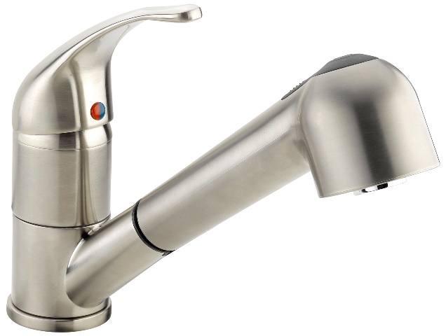 Eby77cbn Kitchen Sink Faucet With Pull Out Spout With 1 Handle, Brushed Nickel