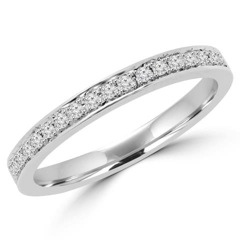 0.14 Ctw Round Cut Diamond Classic Semi Eternity Anniversary Ring In 14k White Gold, Size 4