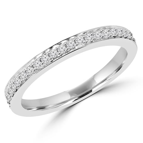 0.2 Ctw Round Cut Diamond Wedding Anniversary Band Ring In 14k White Gold, Size 4
