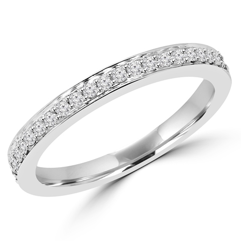0.2 Ctw Round Cut Diamond Wedding Anniversary Band Ring In 14k White Gold, Size 4.75