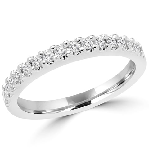 0.25 Ctw Round Cut Diamond Wedding Anniversary Band Ring In 14k White Gold, Size 4
