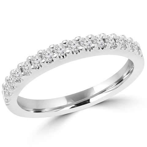 0.25 Ctw Round Cut Diamond Wedding Anniversary Band Ring In 14k White Gold, Size 4.25