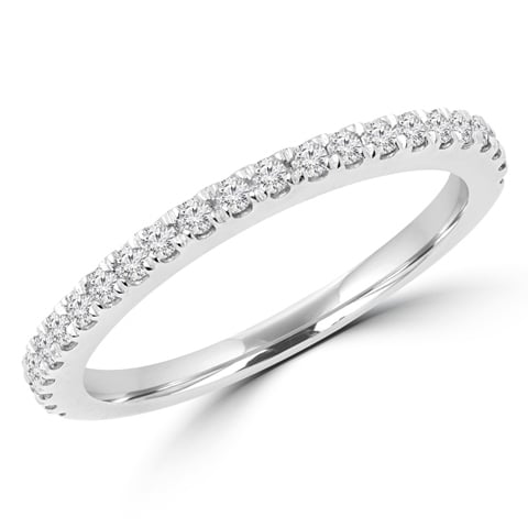 0.25 Ctw Round Cut Diamond Semi Eternity Anniversary Ring Wedding Band In 14k White Gold, Size 5.75