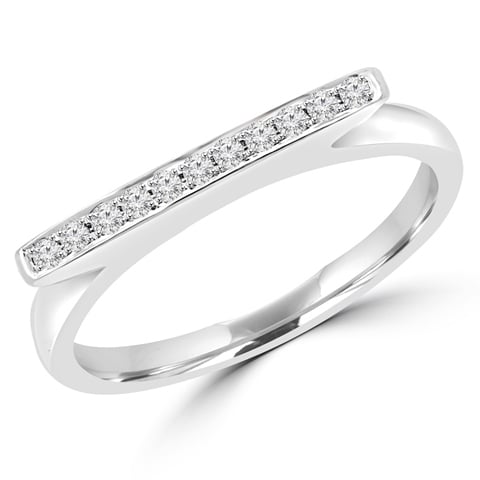 0.1 Ctw Diamond Accent Raised Setting Wedding Band Anniversary Ring In 18k White Gold, Size 4