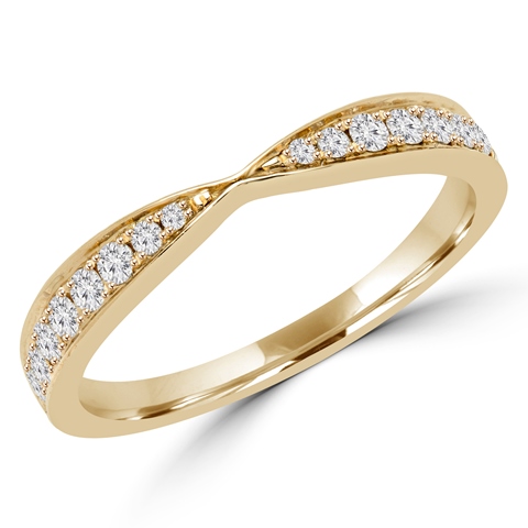 0.25 Ctw Round Diamond Accent Wedding Anniversary Band Ring In 18k Yellow Gold, Size 7.75