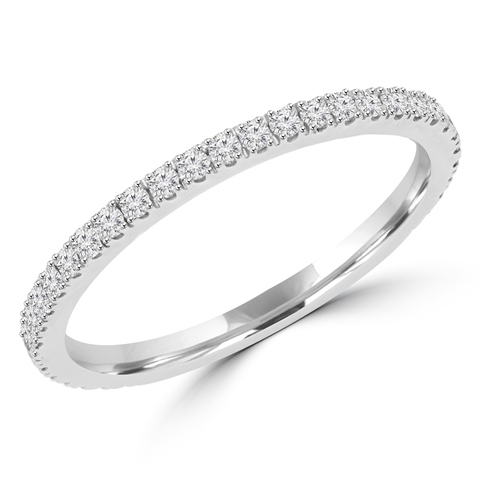 0.2 Ctw Round Diamond Wedding Band Semi-eternity Anniversary Ring In 14k White Gold, Size 4.75