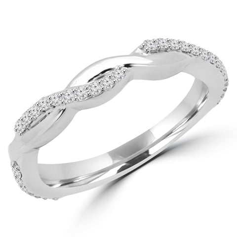 0.2 Ctw Round Cut Diamond Infinity Wedding Band Anniversary Ring In 14k White Gold, Size 7