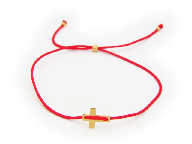 Red Kindred Cord Gold Cross Bracelet