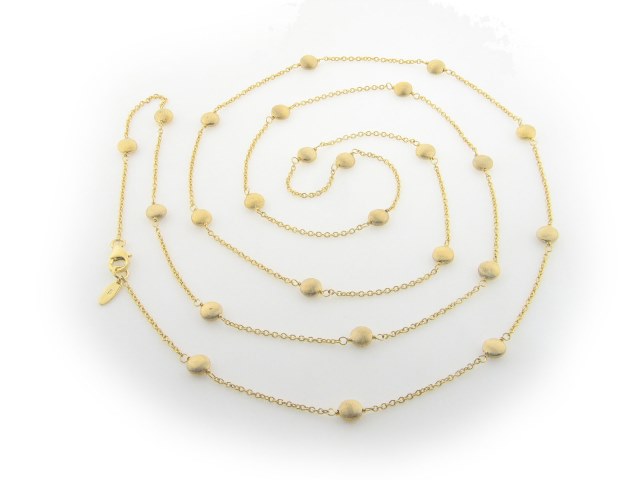 Silver Gold Plated 36 Plus 2 In. Necklace, 5 Mm - Satin Flat Beads