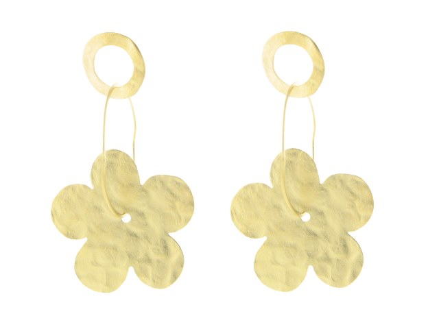 Hammered Gold Flowers & Rings Earrings