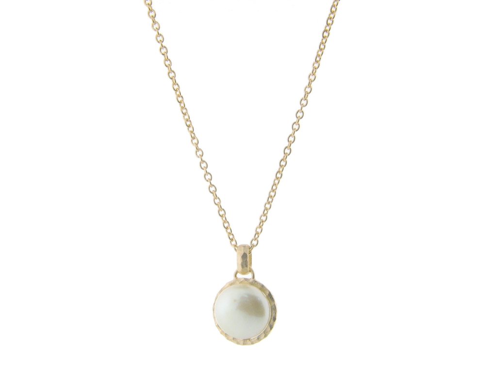 Hammered Rhodium Tone Freshwater Coin Pearl Pendant Necklace, 16 Plus 2 In. Extension