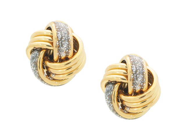 Grande Gold Plated Sterling Silver Thick Dazzling Love Knot Post Earrings